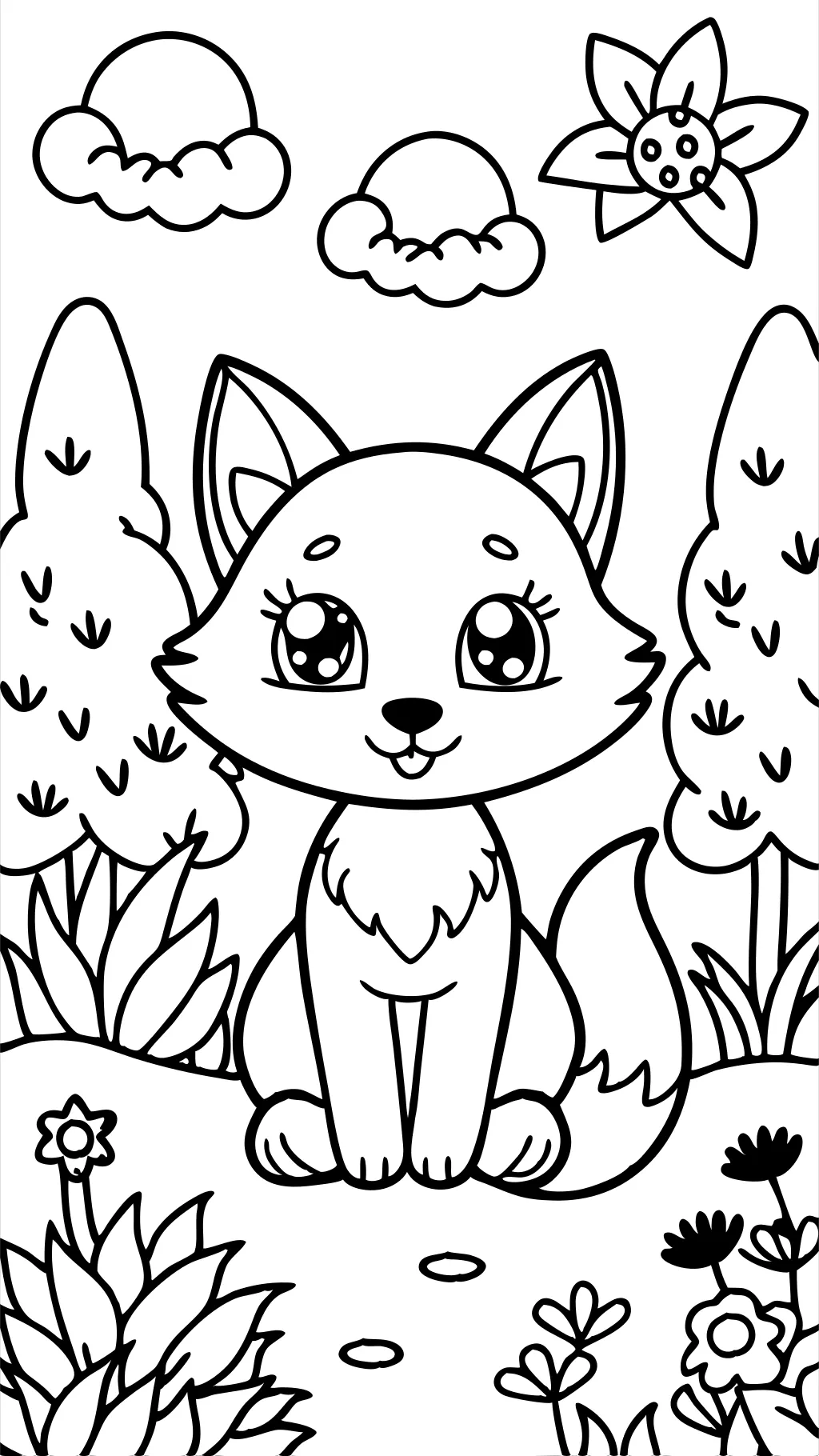 baby fox coloring page